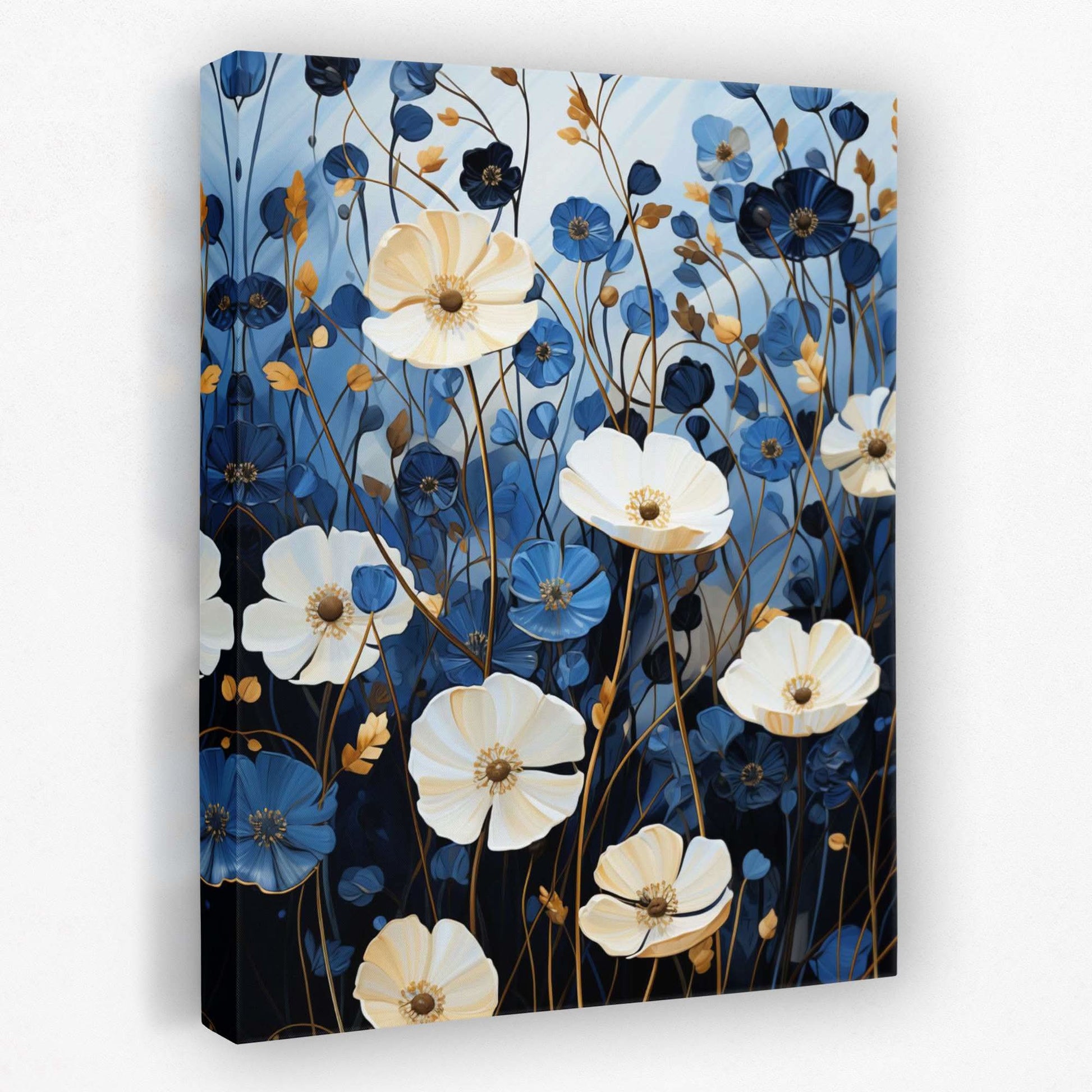 Azure Blossoms - Flowers Canvas Wall Art