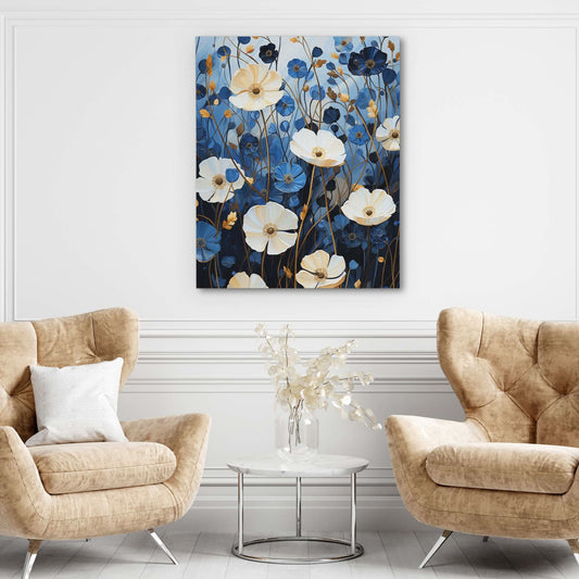 Azure Blossoms - Wall Art in Black Frame