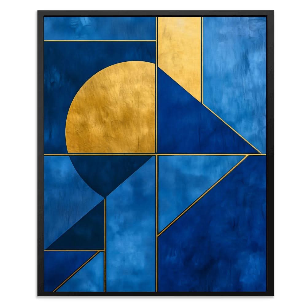 Azure Equilibrium - Geometric Gold Canvas Wall Art