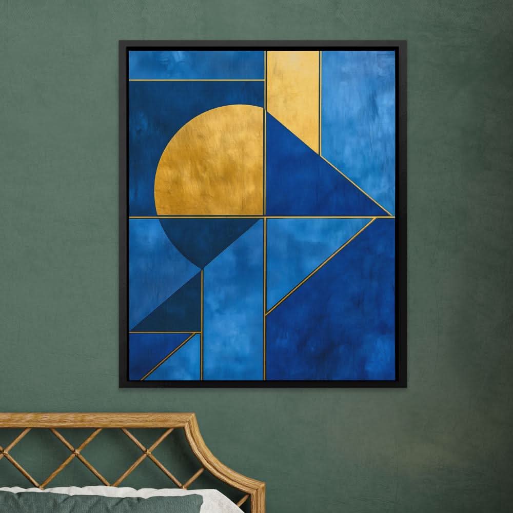Azure Equilibrium - Abstract Wall Art in Black Frame
