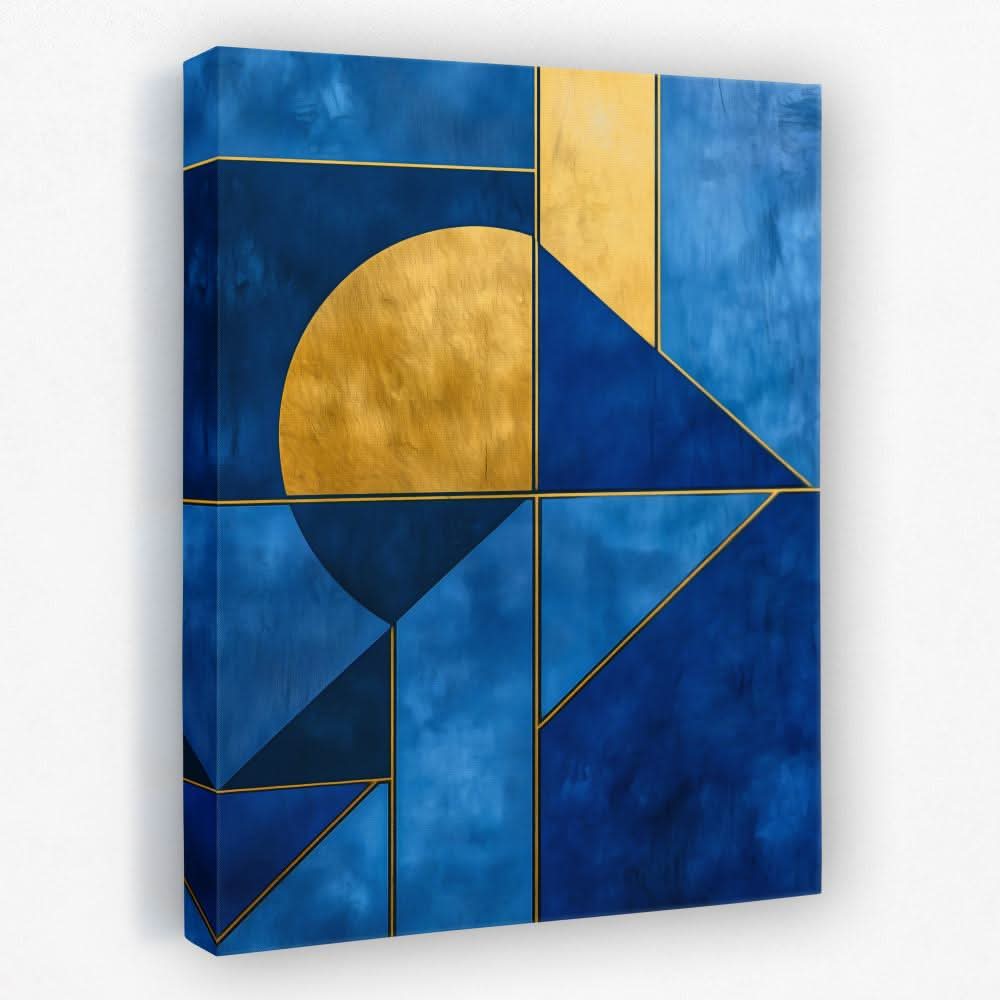 Azure Equilibrium - Blue Gold and White Canvas Wall Art