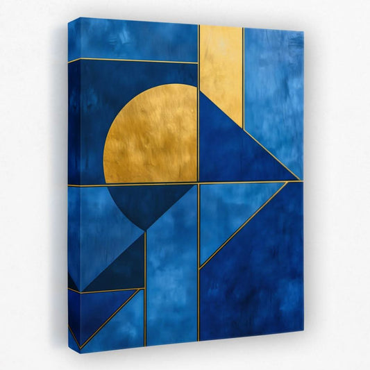 Azure Equilibrium - Blue Gold and White Canvas Wall Art