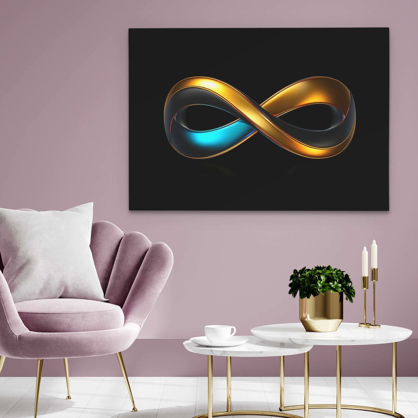 Azure Infinity - Black Infinity Canvas Print