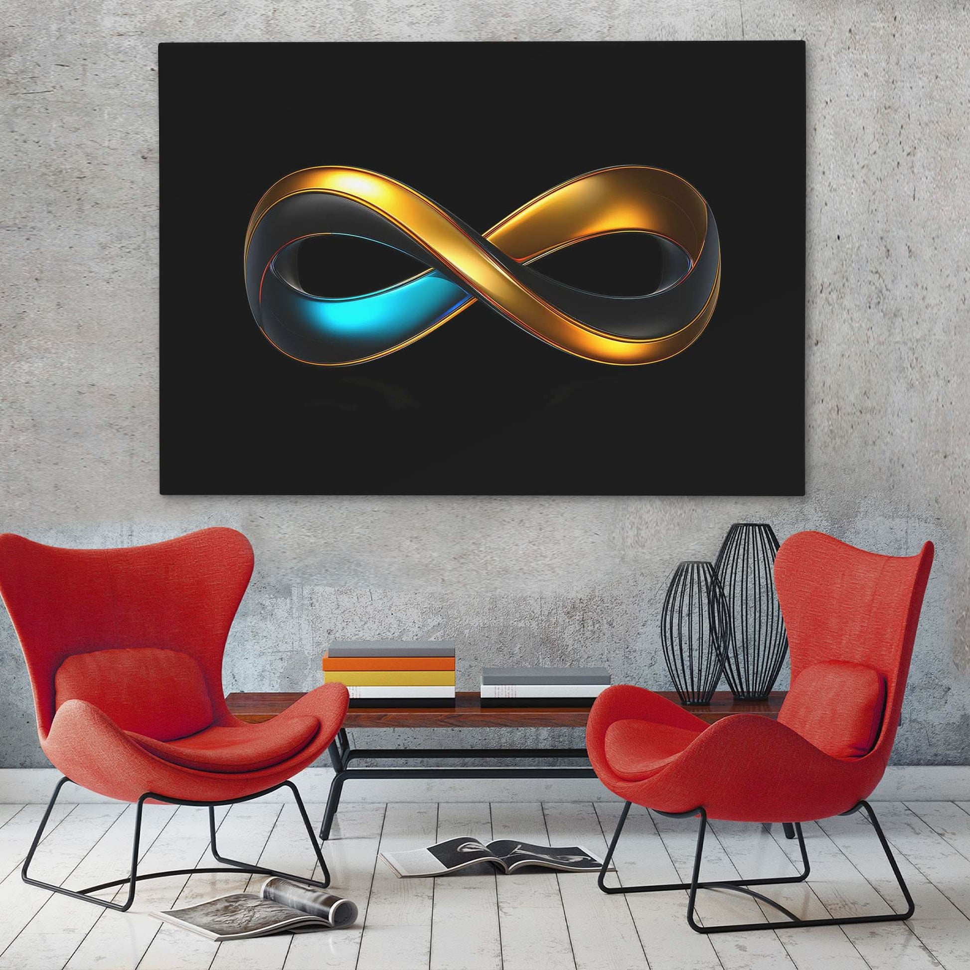 Azure Infinity - Infinity Wall Art in Black Frame