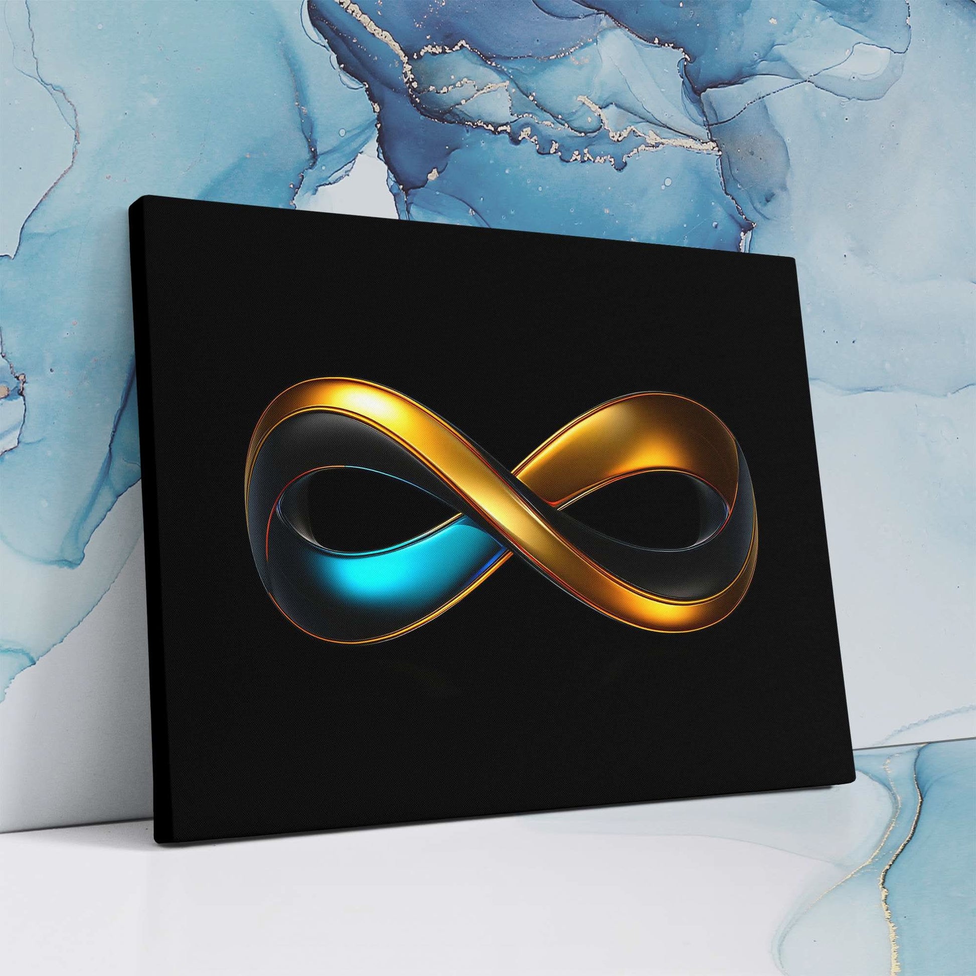 Azure Infinity - Abstract Wall Art in Black Frame