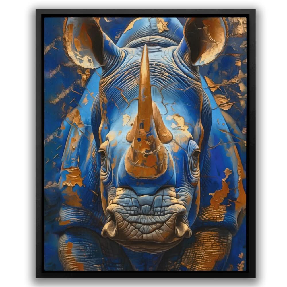 Azure Rhino - Nature Wall Art in Black Frame