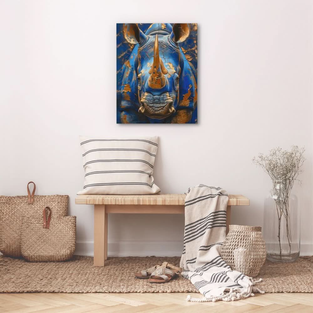 Azure Rhino - Large Maximalist Canvas Print