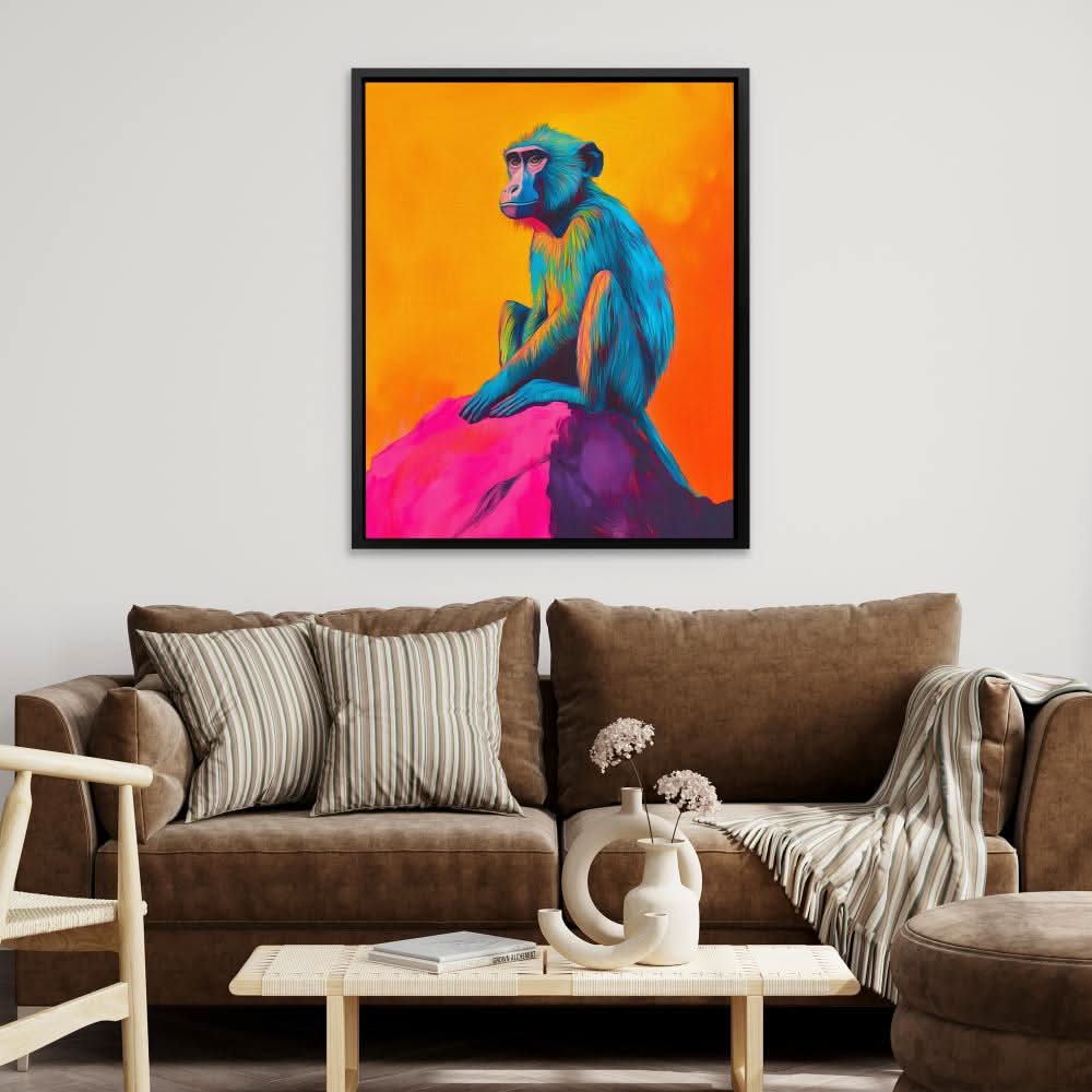 Baboon in Electric Hues - Colorful Baboon Canvas Print