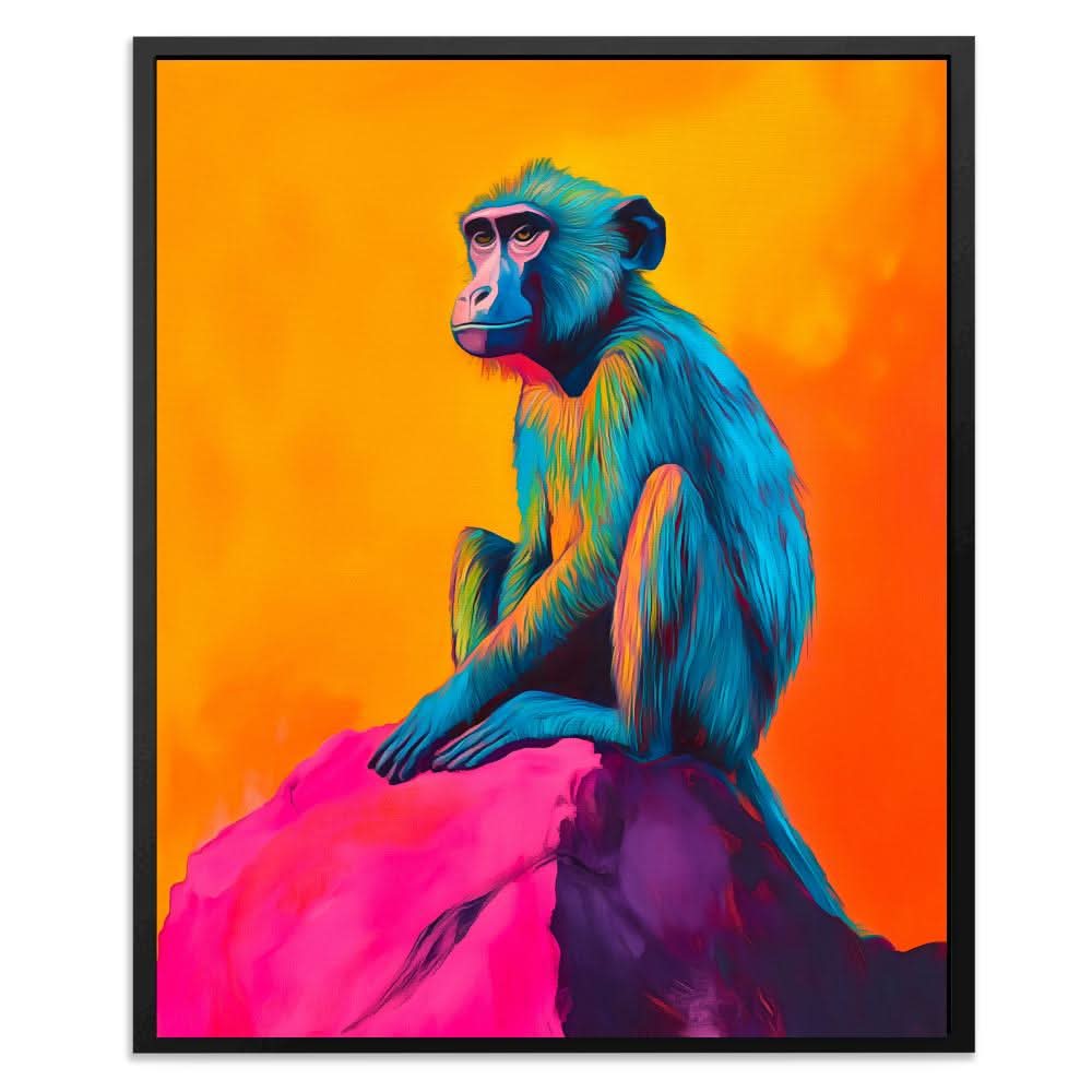 Baboon in Electric Hues - Animals Art