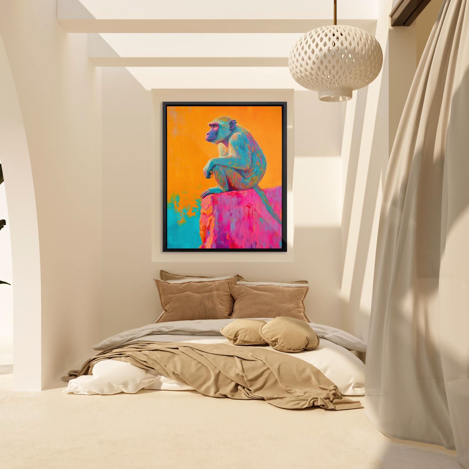 Baboon on the Ledge - Colorful Baboon Canvas Print