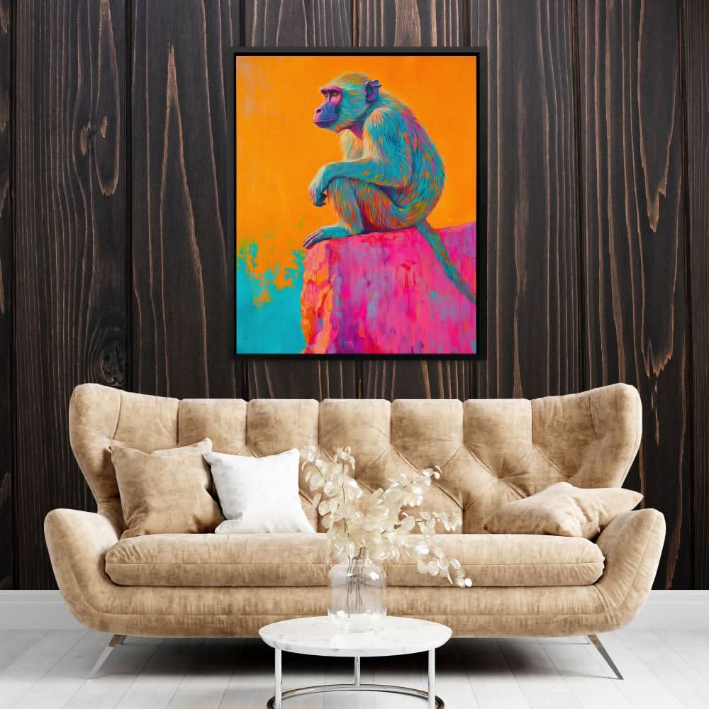 Baboon on the Ledge - Large Modern Canvas Print