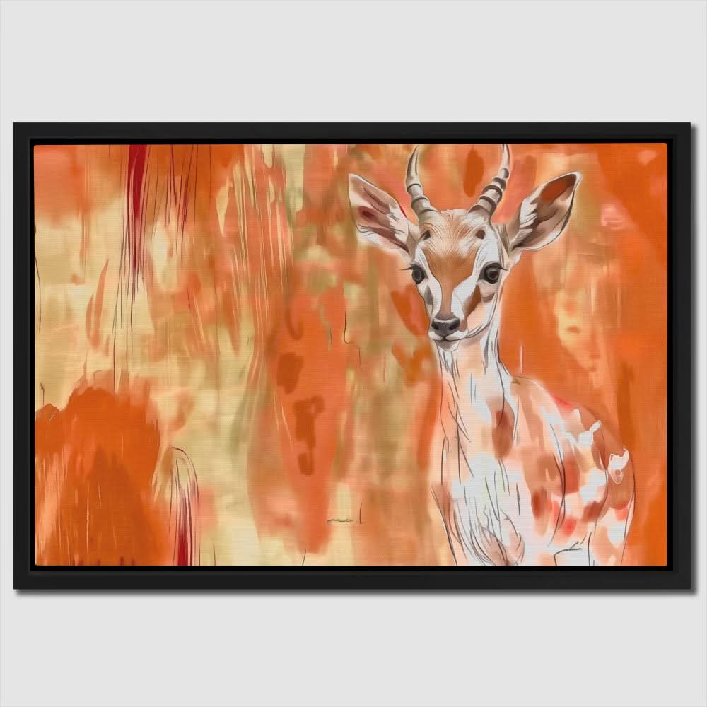 Baby Antelope - Antelope Wall Art in Black Frame
