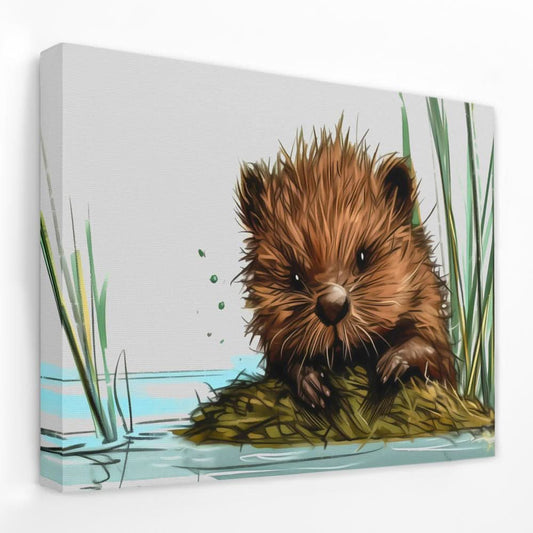Baby Beaver - Animals Canvas Wall Art