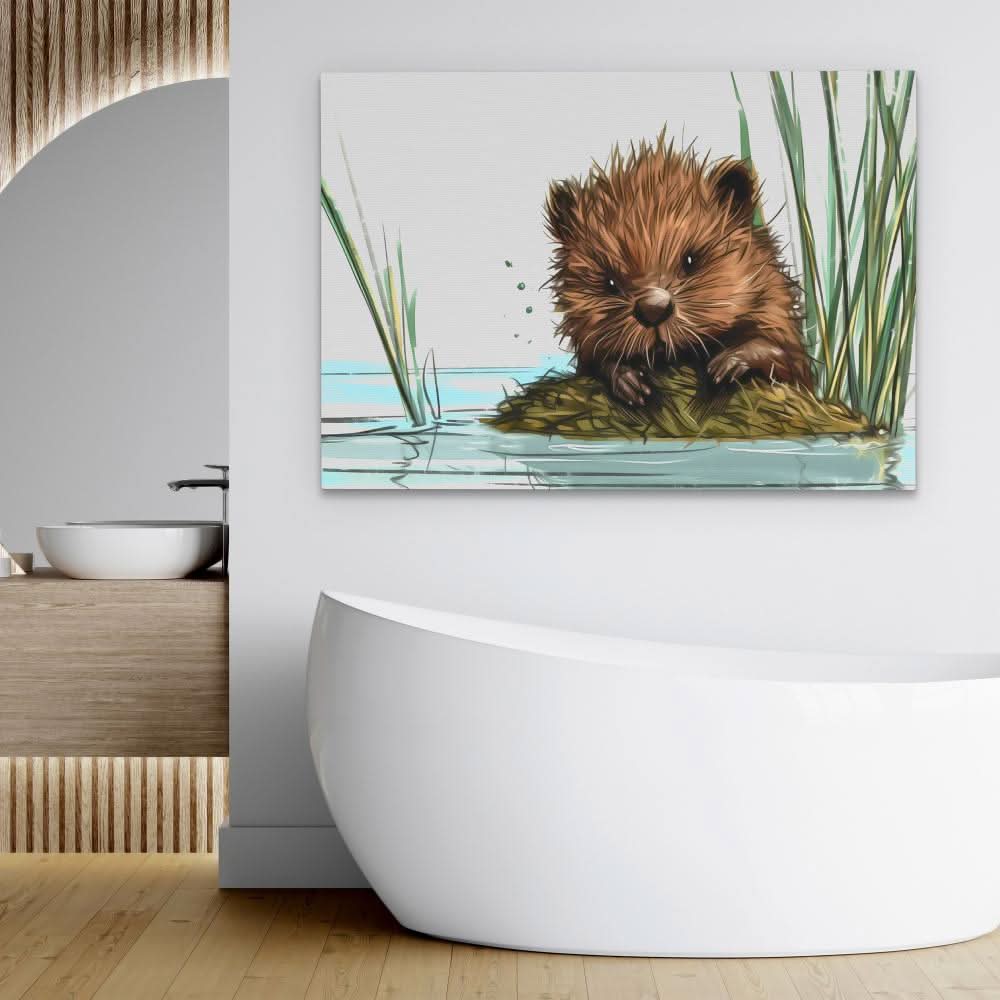 Baby Beaver - Wall Art in Black Frame