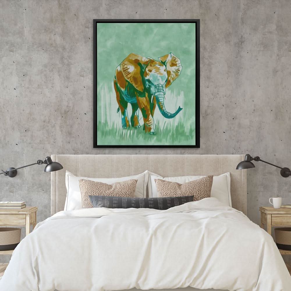 Baby Elephant - Elephant Wall Art in Black Frame