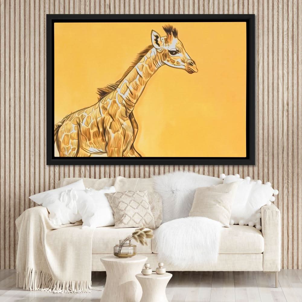 Baby Giraffe - Yellow Wall Art for Living Room