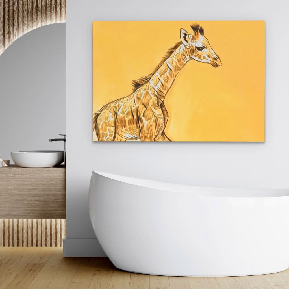 Baby Giraffe - Yellow Baby Animal Canvas Print
