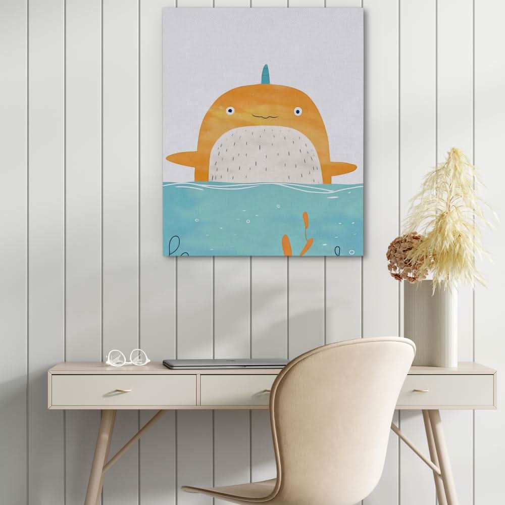 Baby Narwhal - Wall Art in Black Frame
