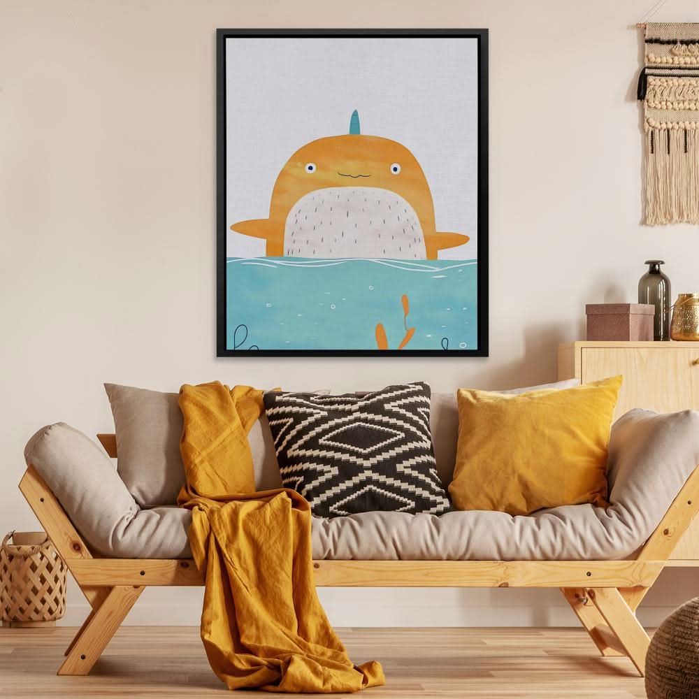 Baby Narwhal - Blue Wall Art for Nursery