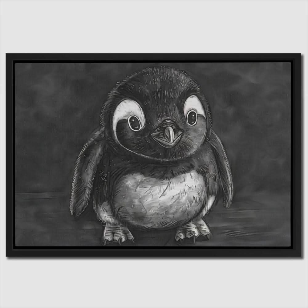 Baby Penguin Illustration - Large Canvas Print