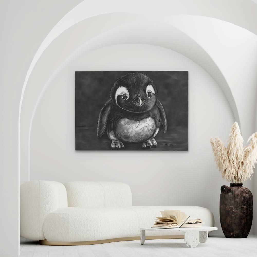 Baby Penguin Illustration - Canvas Wall Art