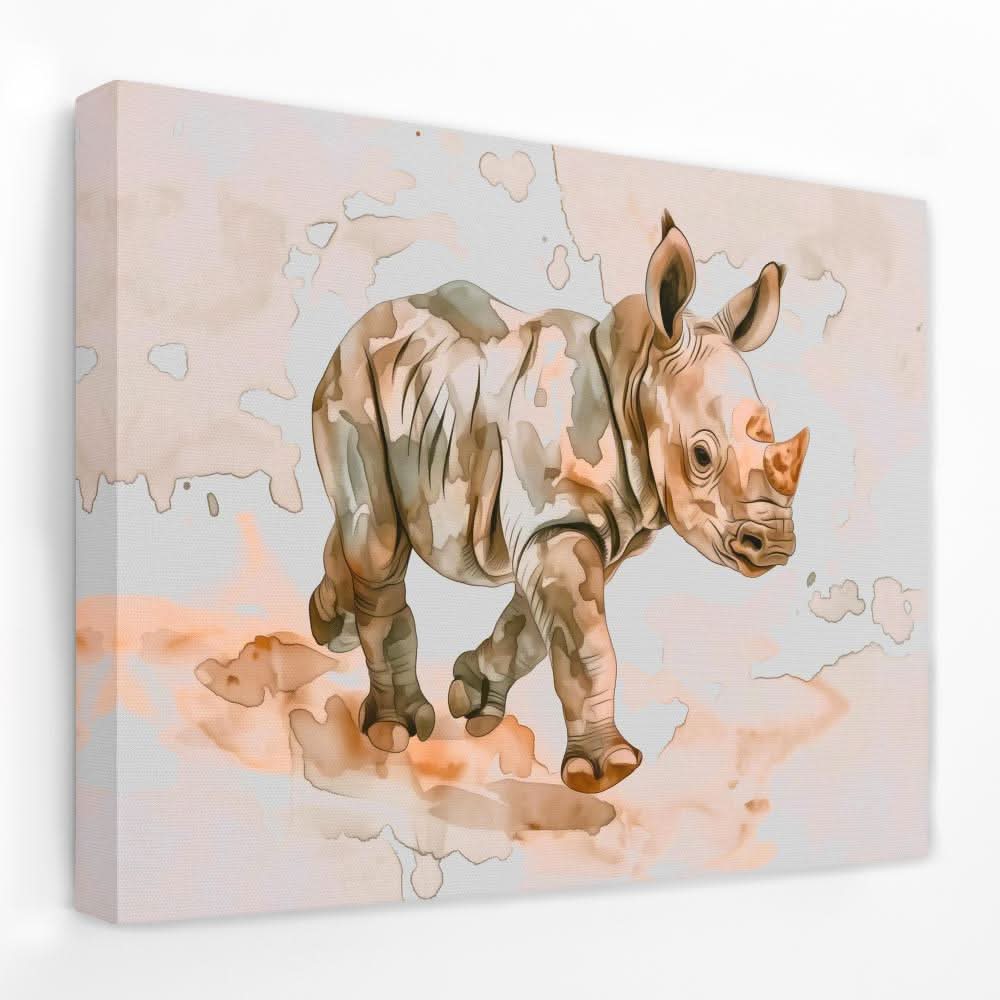 Baby Rhino - Animals Canvas Wall Art
