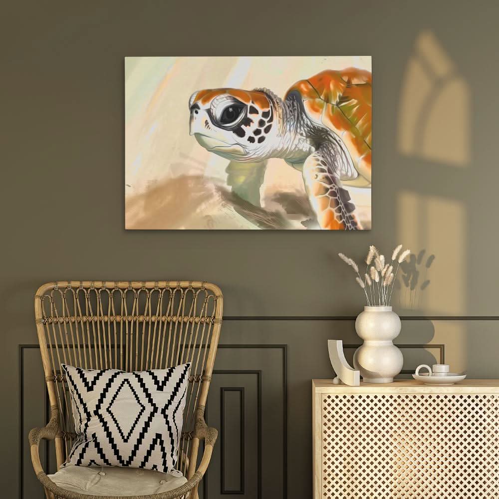 Baby Turtle - Large Watercolor Canvas Print