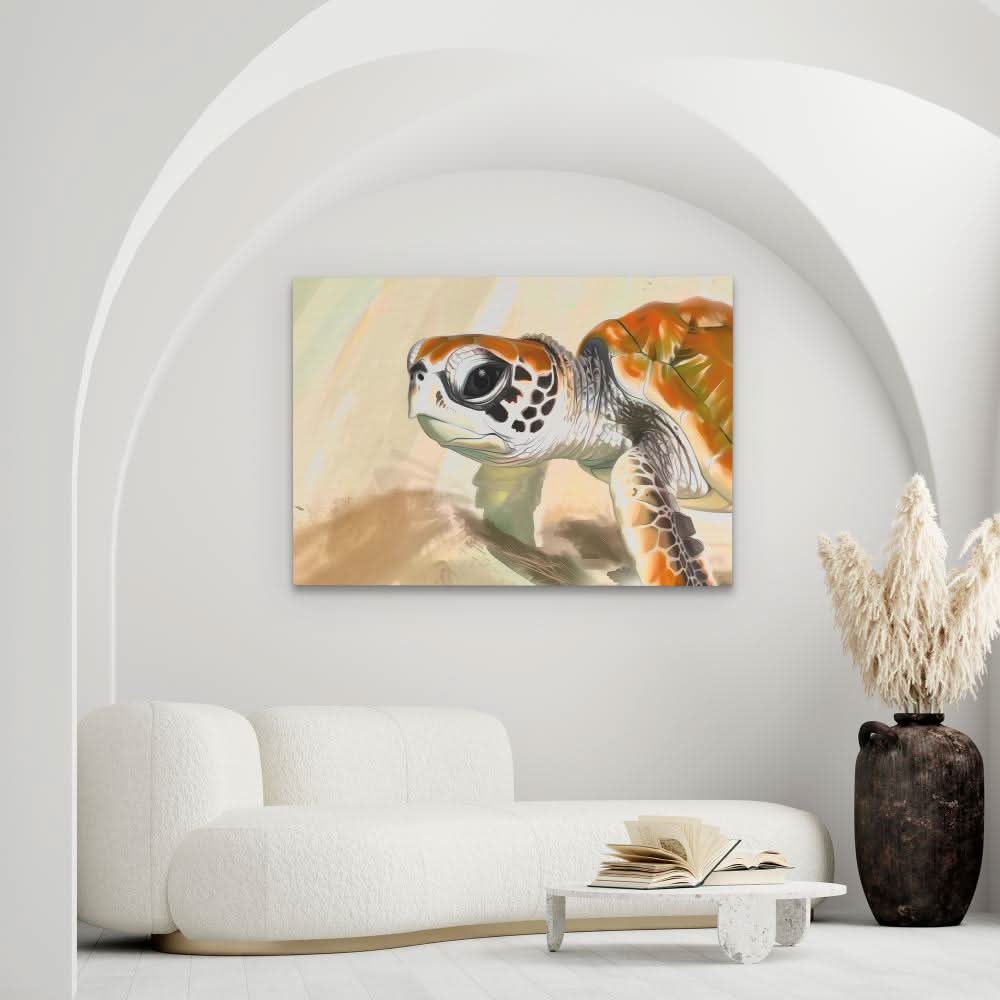 Baby Turtle - Baby Animal Wall Art in Black Frame