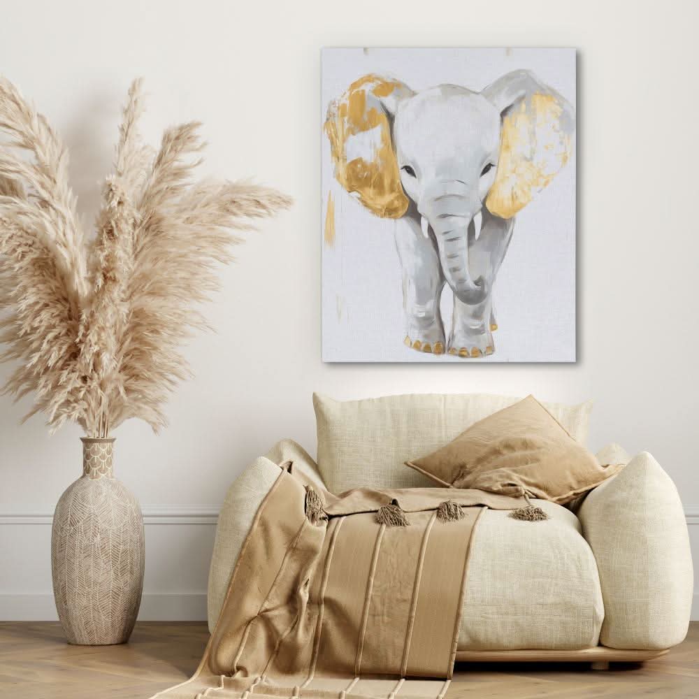 Baby White Elephant - Large Minimalist Canvas Print