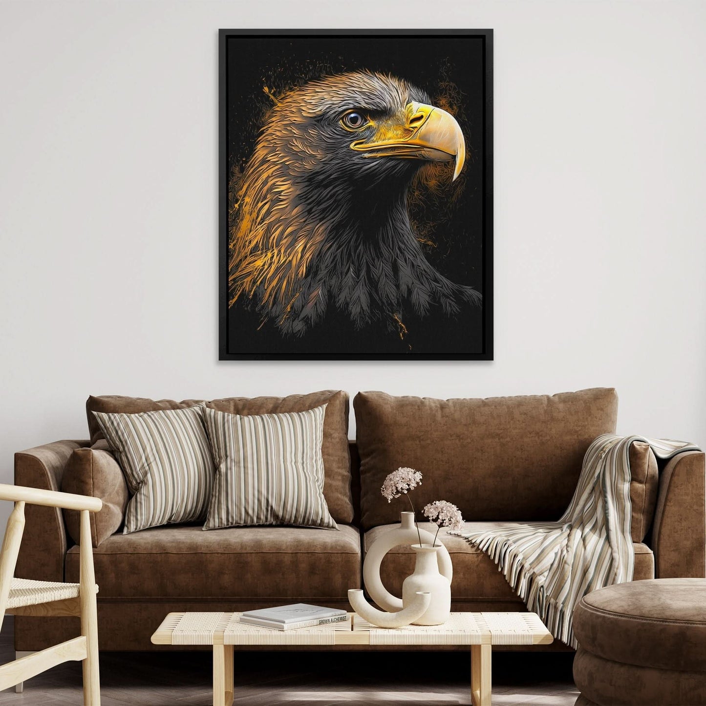 Bald Eagle - Black Animals Canvas Print