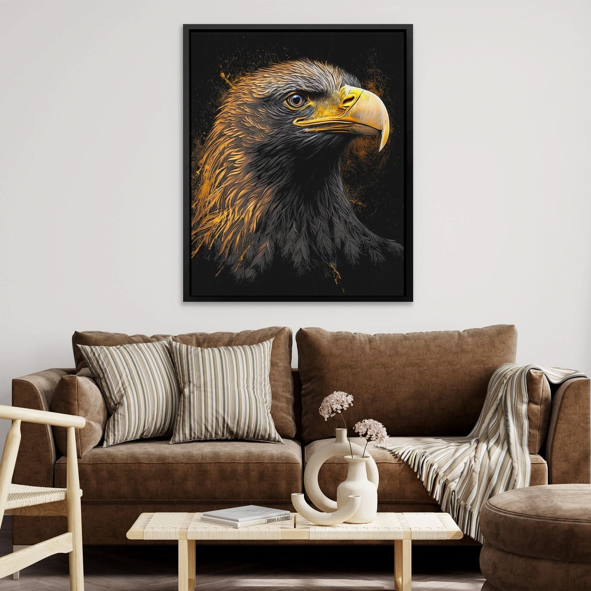 Bald Eagle - Black Animals Canvas Print