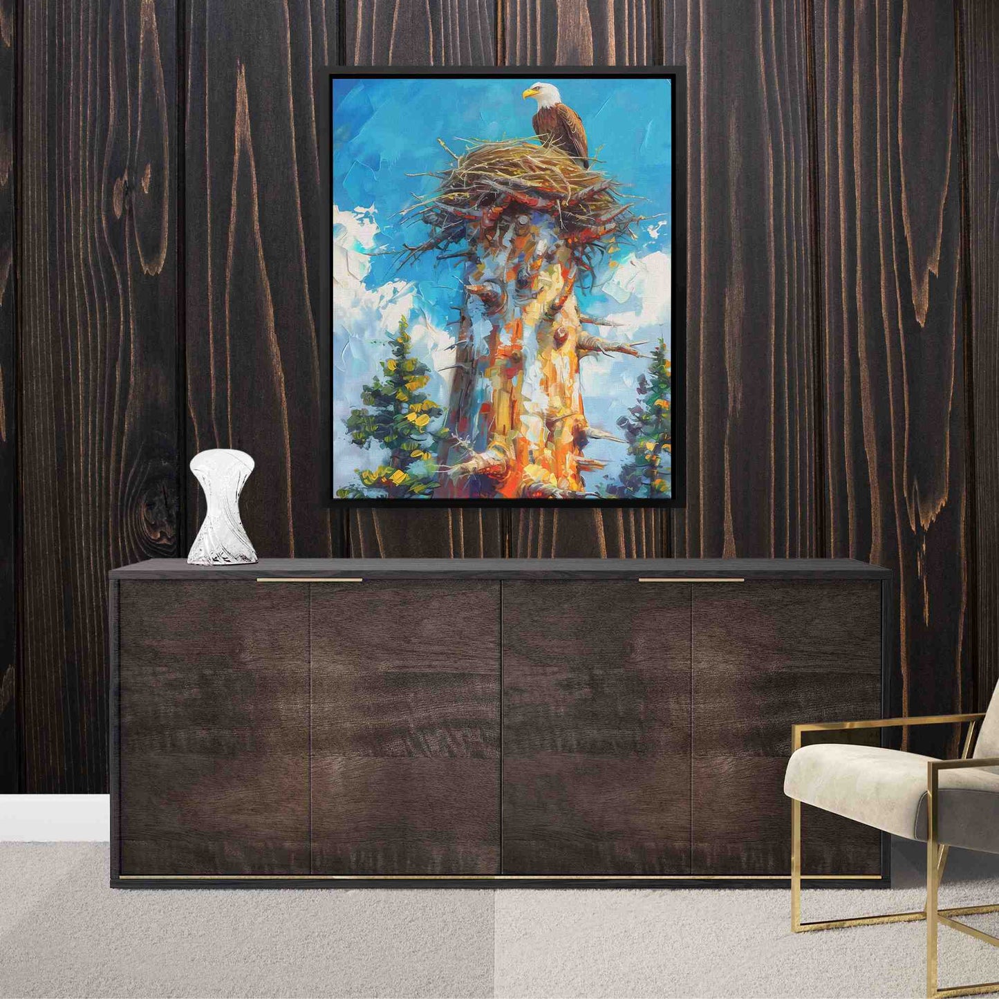 Bald Eagle Nest - Blue Wall Art