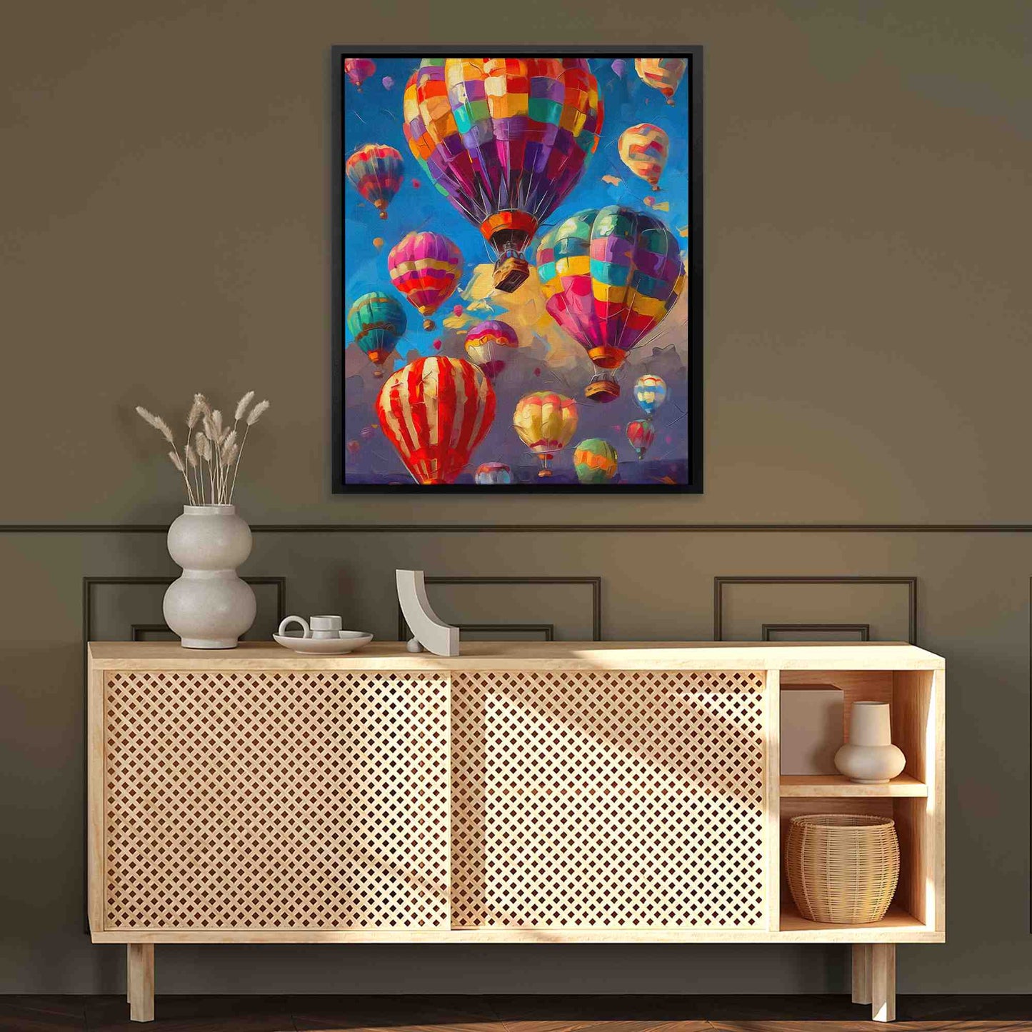 Balloon Filled Sky - Colorful Canvas Wall Art