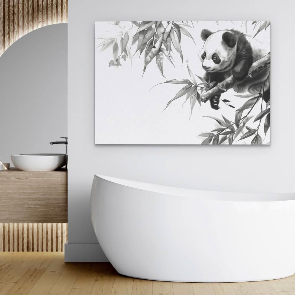 Bamboo Lover Panda - Wall Art in Black Frame