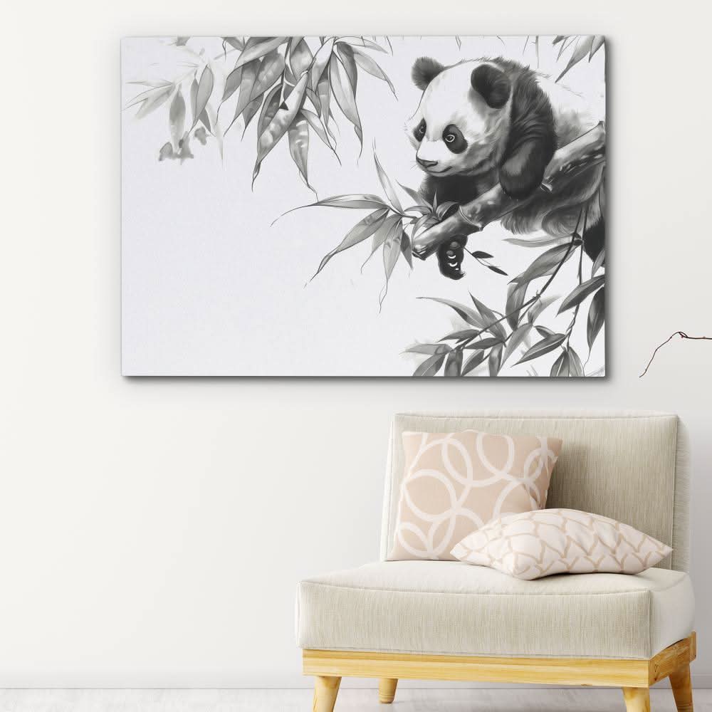 Bamboo Lover Panda - Bamboo Canvas Print