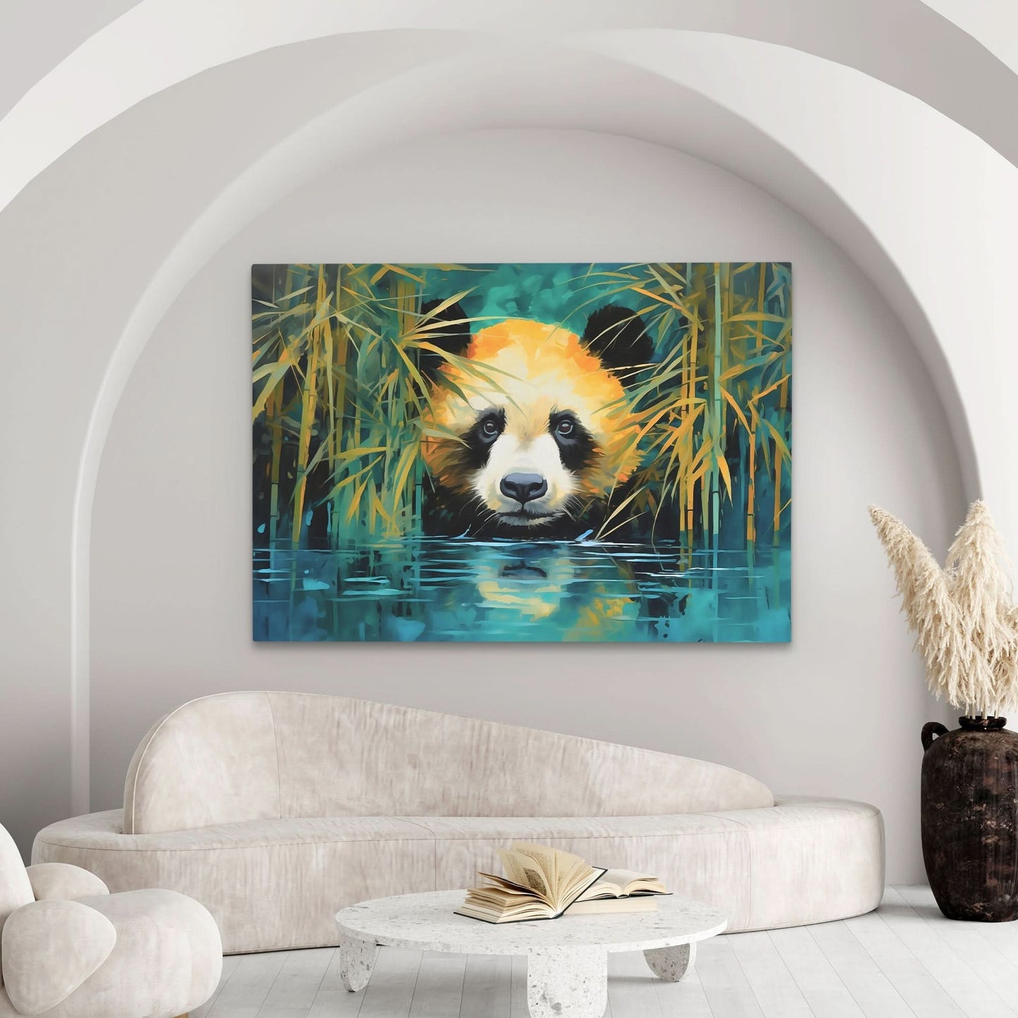 Bamboo Panda Bear - Large Canvas Print