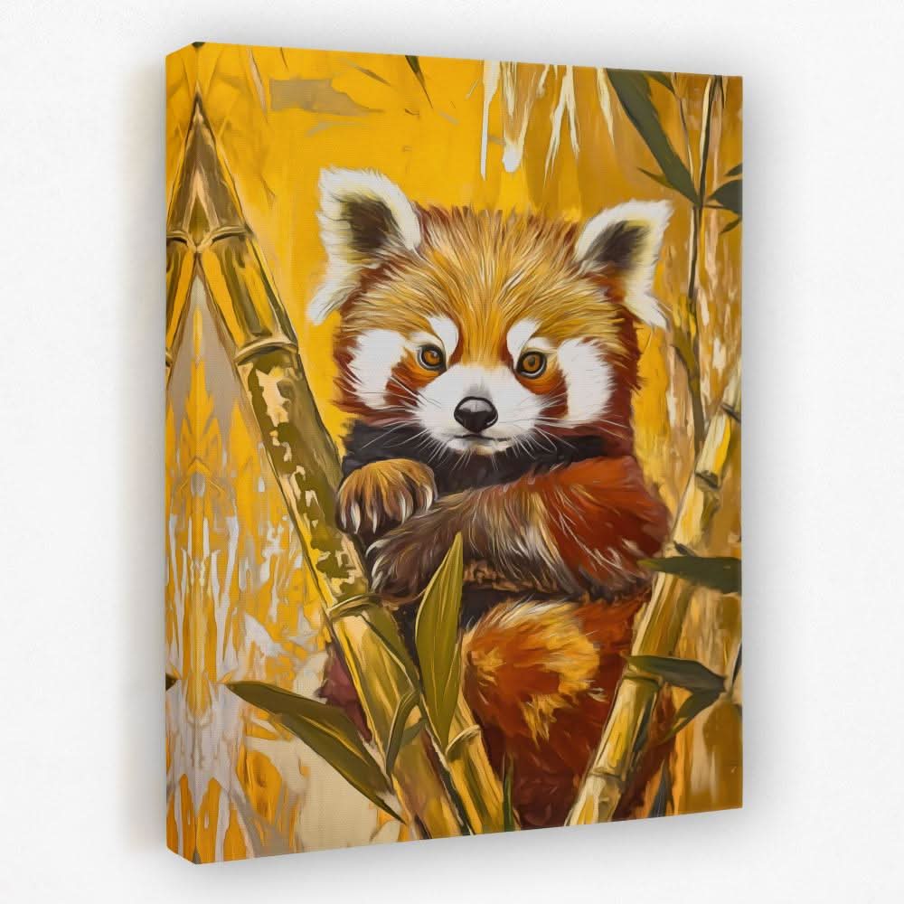 Bamboo Red Panda - Animals Canvas Wall Art