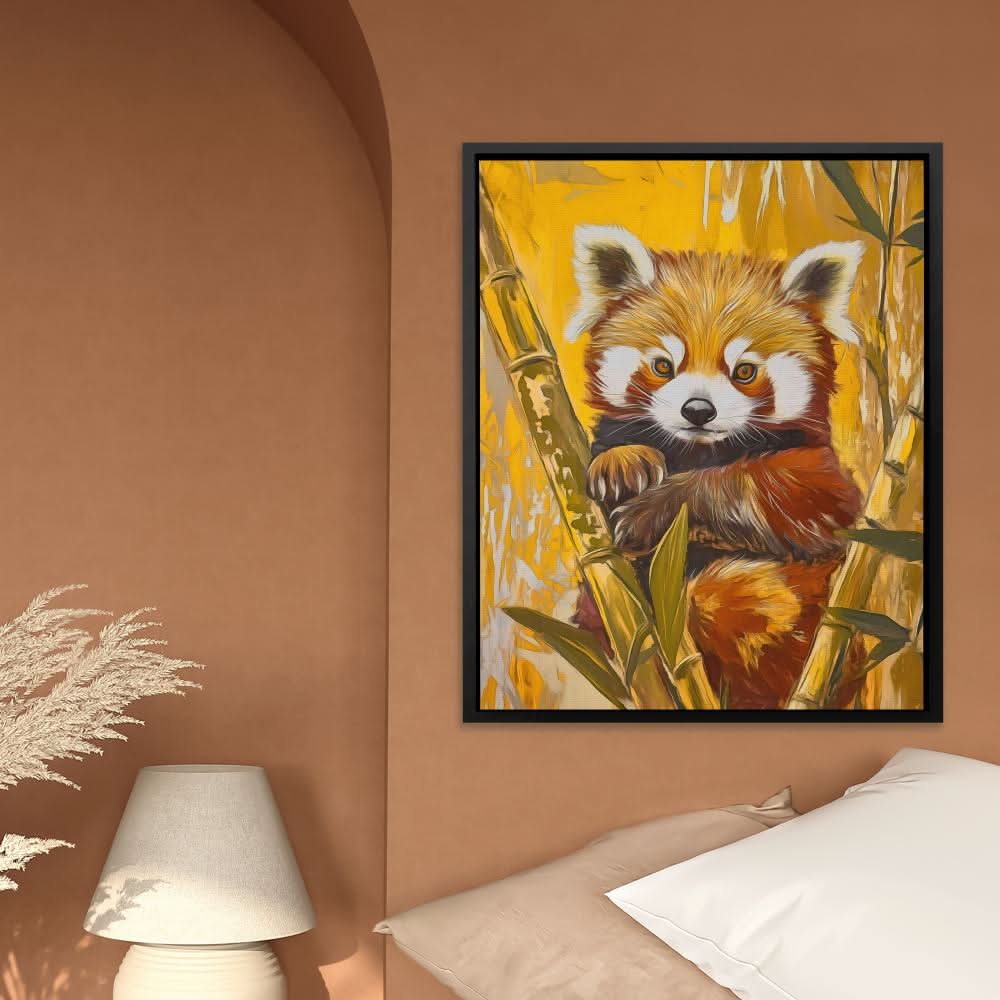 Bamboo Red Panda - Brown Canvas Wall Art