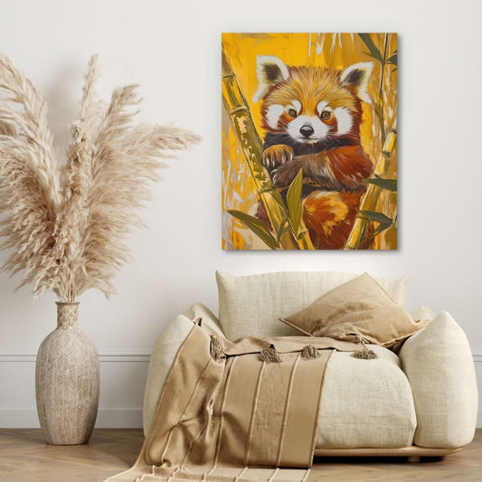 Bamboo Red Panda - Wall Art in Black Frame