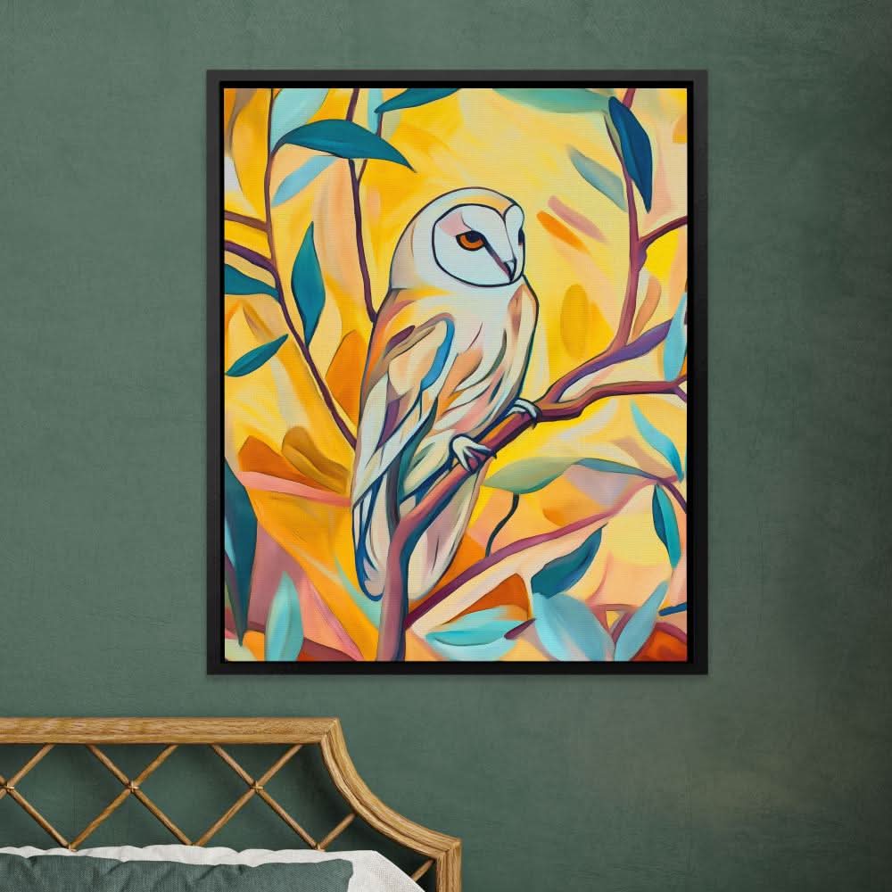 Barn Owl - Wall Art in Black Frame