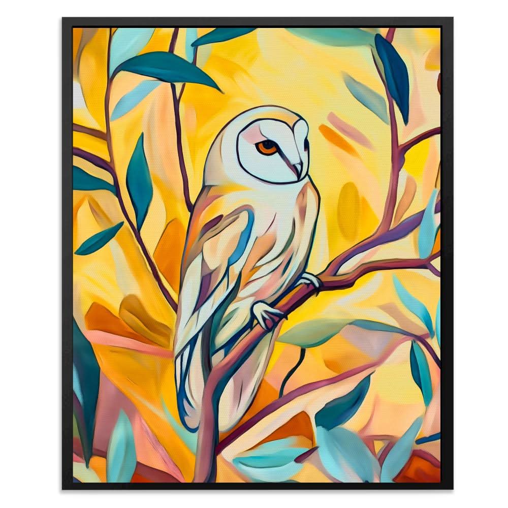 Barn Owl - Beige Canvas Wall Art
