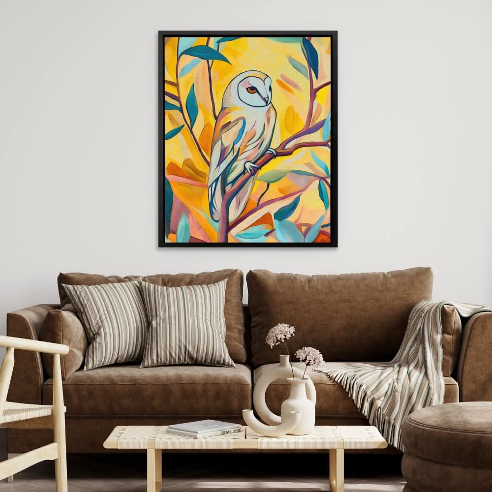 Barn Owl - Beige Entryway Canvas Print