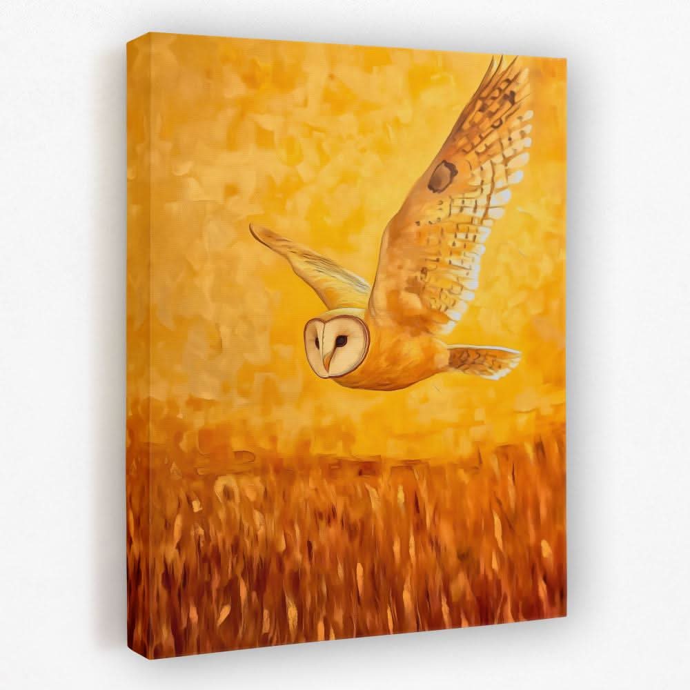 Barn Owl in Sunset Glow - Animals Canvas Wall Art