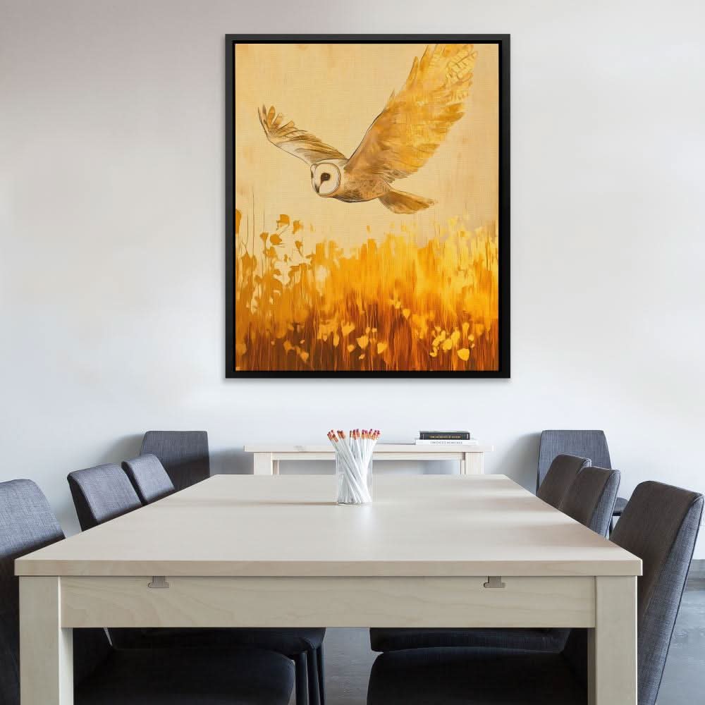 Barn Owl in the Wheat - Beige Entryway Canvas Print