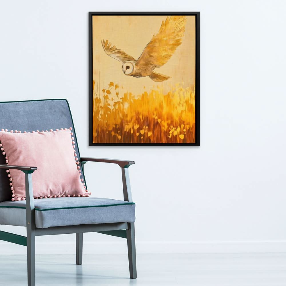 Barn Owl in the Wheat - Large Canvas Print