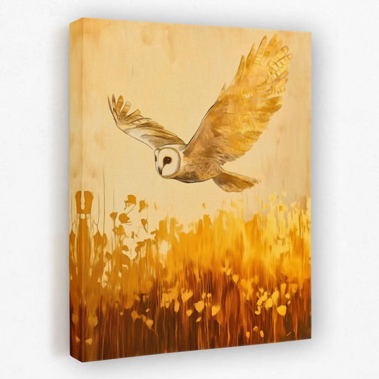 Barn Owl in the Wheat - Animals Canvas Wall Art
