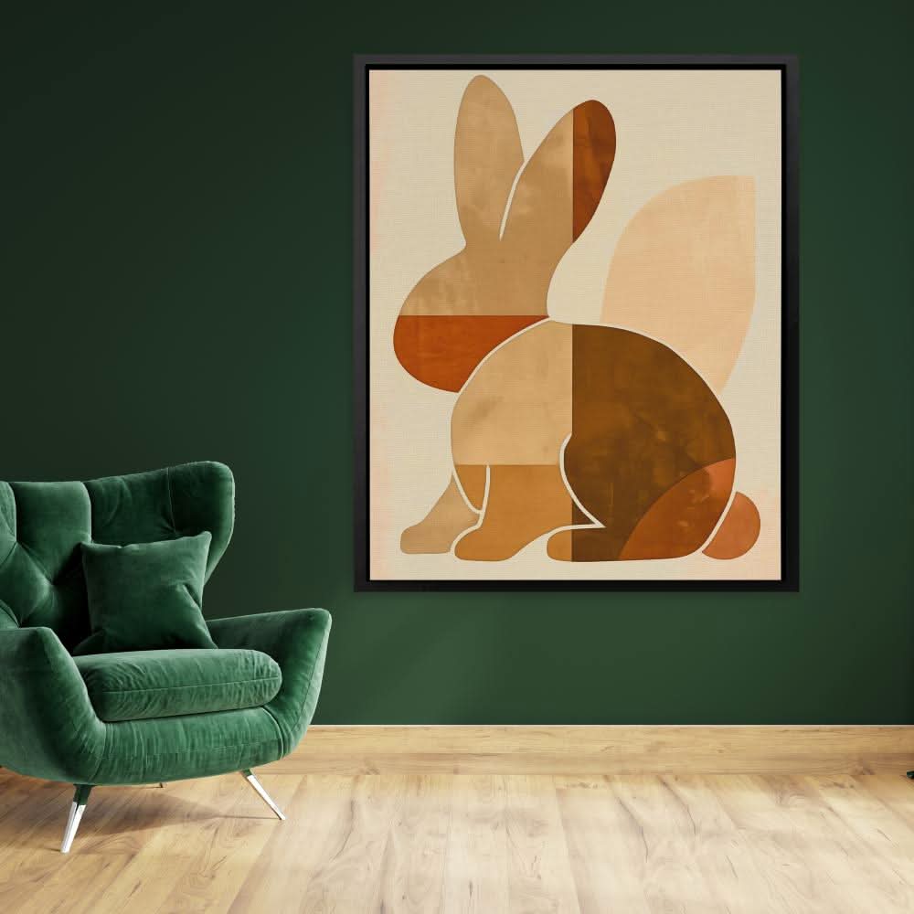 Basic Bunny - Minimalist Brown Canvas Wall Art