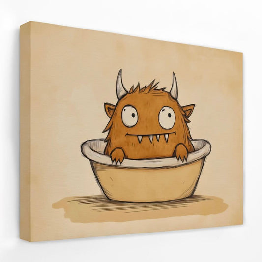 Bath Time Beastie - Animals Canvas Wall Art