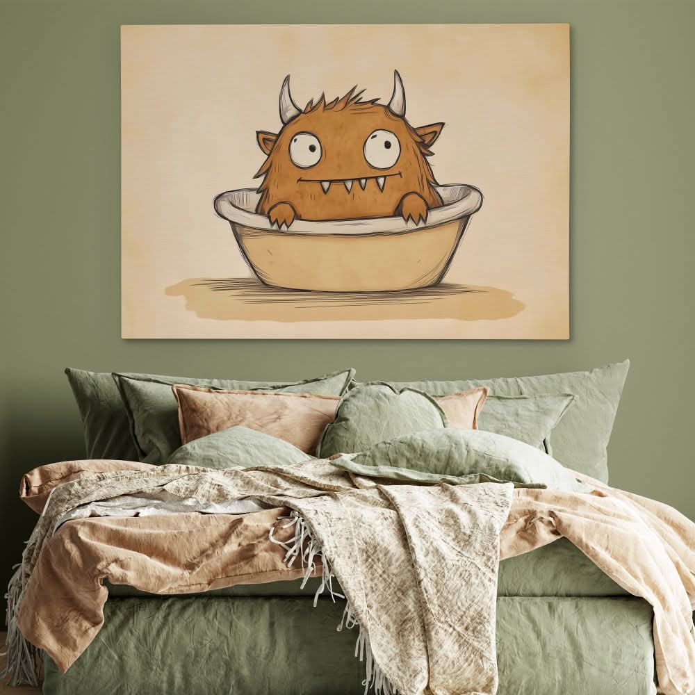 Bath Time Beastie - Wall Art in Black Frame