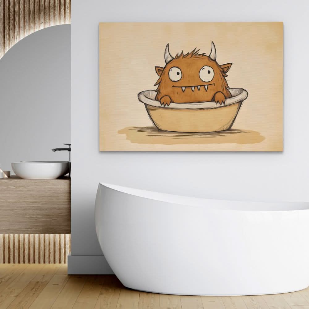 Bath Time Beastie - Large Canvas Print